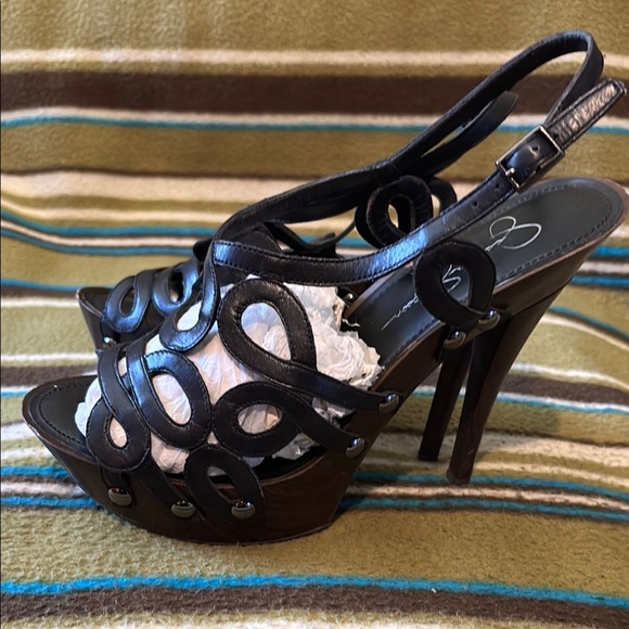 Jessica Simpson Black Strappy Heels - Picture 3 of 6